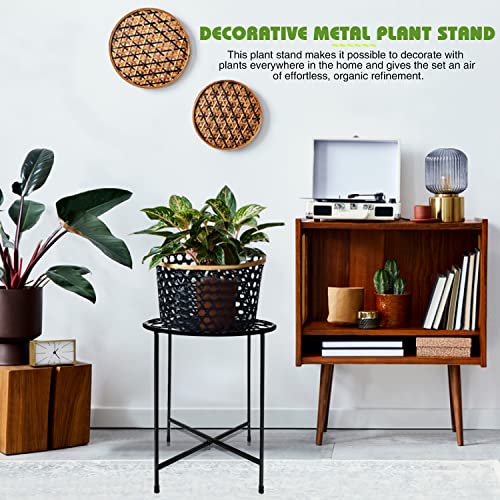 Plant Stand Indoor Outdoor, 2 Pack 15" Tall Flower Pot Stand, Round Metal Corner Plant Stand for Flower Pot, Rustproof Flower Plant Holder for Home, Garden, Patio, Plant Lovers, Housewarming