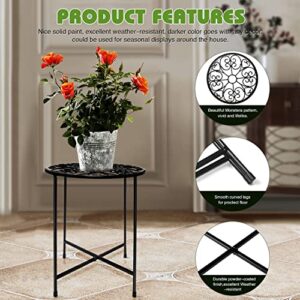 Plant Stand Indoor Outdoor, 2 Pack 15" Tall Flower Pot Stand, Round Metal Corner Plant Stand for Flower Pot, Rustproof Flower Plant Holder for Home, Garden, Patio, Plant Lovers, Housewarming