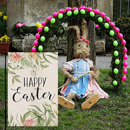 CROWNED BEAUTY Happy Easter Garden Flag Floral 12×18 Inch Double Sided Outside Vertical Holiday Yard Decor