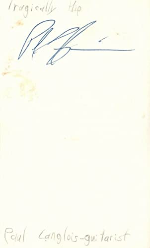 Paul Langlois Guitarist Tragically Hip Rock Band Music Signed Index Card JSA COA