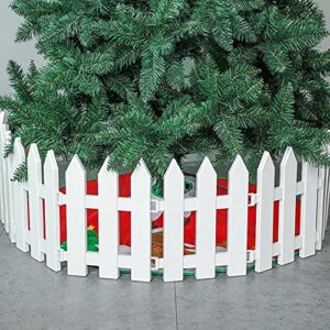 white christmas tree fence 4 pcs 9.8×11.8 inch christmas tree gate for dogs cats wedding party decoration indoor garden border grass lawn edge fence(39.4 inch total)