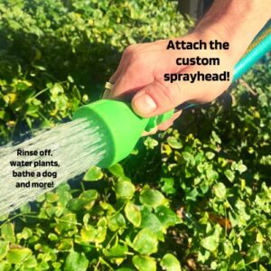 Rinseroo: Universal Garden Hose Attachment Sleeve and Sprayhead. Easily Connect a Hose to Most Water Sources. Stretch to Connect. No Adapter Needed.