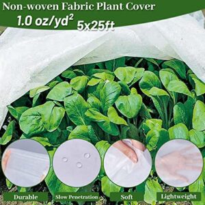 Cool Area Plant Covers Freeze Protection 5 ft x 25 ft 1.0oz Frost Blankets for Outdoor Plants Garden Cover Reusable Floating Row Cover Vegetables Frost Protection in Winter