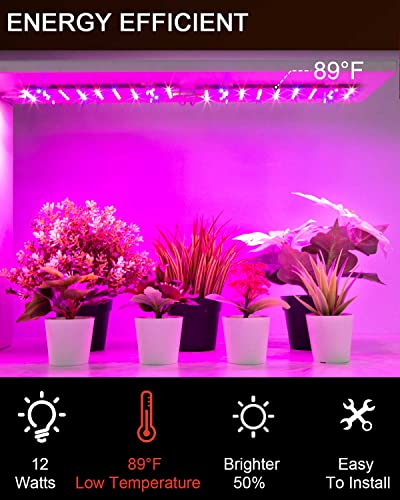 DOMMIA Plant Grow Light, 12W Ultra-Thin Plant Light, Full Spectrum Led Grow Light with 90 LEDs, 2Pcs DIY Assembly Grow Light Strip for Indoor Garden Greenhouse Aquarium Hydroponic