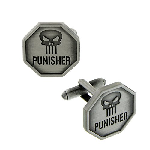 Punisher Skull Logo Octagon Pewter-Tone Cufflinks Officially Licensed by MARVEL + Comic Con Exclusive