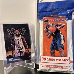 2019-20 Panini Hoops NBA Basketball Fat Pack (30 Cards) - Look for EXCLUSIVE Teal/Orange Explosion of Zion Williamson and Ja Morant! Plus Custom Zion Card!