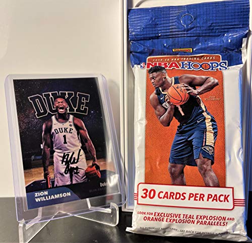 2019-20 Panini Hoops NBA Basketball Fat Pack (30 Cards) - Look for EXCLUSIVE Teal/Orange Explosion of Zion Williamson and Ja Morant! Plus Custom Zion Card!