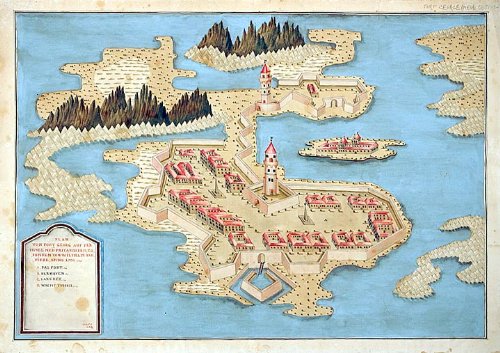 [Plan of Fort George on the Island of New Britain] Plan von Fort Georg auf der insel New Britannien, er Funden von Whilhem Dampiere, anno 1700