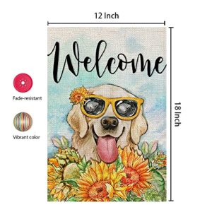 CROWNED BEAUTY Summer Dog Golden Retriever Garden Flag 12x18 Inch Double Sided Welcome Outside Small Yard Flag