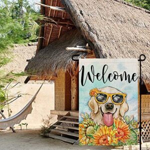 CROWNED BEAUTY Summer Dog Golden Retriever Garden Flag 12x18 Inch Double Sided Welcome Outside Small Yard Flag