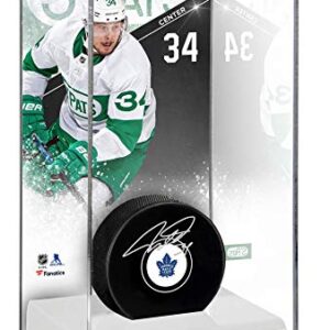 Auston Matthews Toronto Maple Leafs Autographed Puck with Toronto St. Pats Deluxe Tall Hockey Puck Display Case - Autographed NHL Pucks