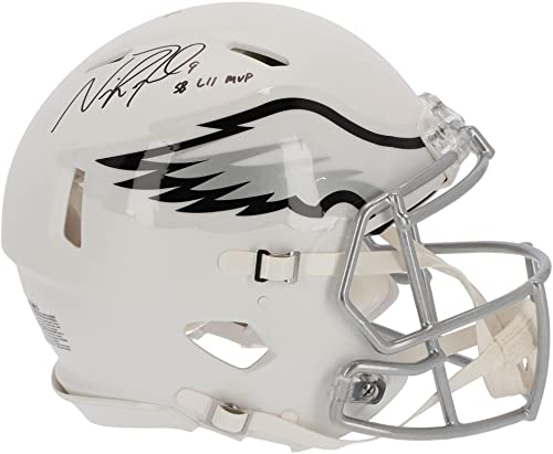 Nick Foles Philadelphia Eagles Autographed Riddell Flat White Alternate Revolution Speed Authentic Helmet with"SB LII MVP" Inscription - Autographed NFL Helmets