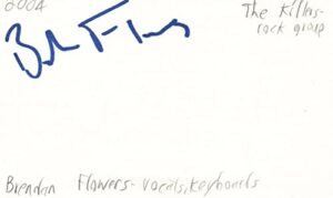brendan flowers vocals keyboards the killas rock band signed index card jsa coa