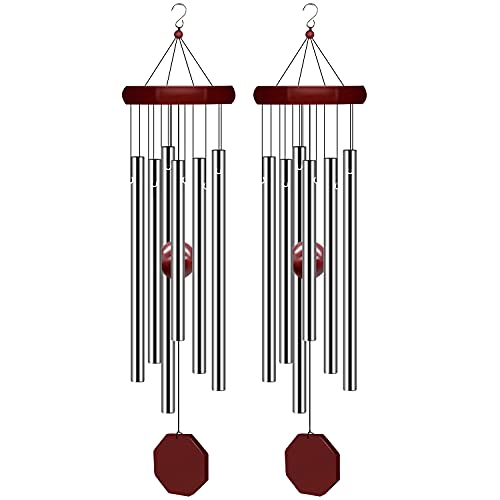 2 Pack Pgzsy Memorial Wind Chimes Outdoor Large Deep Tone, Wind Chime Outdoor Sympathy Wind-Chime Personalized with 6 Tuned Tubes, Elegant Chime for Garden Patio Balcony and Home