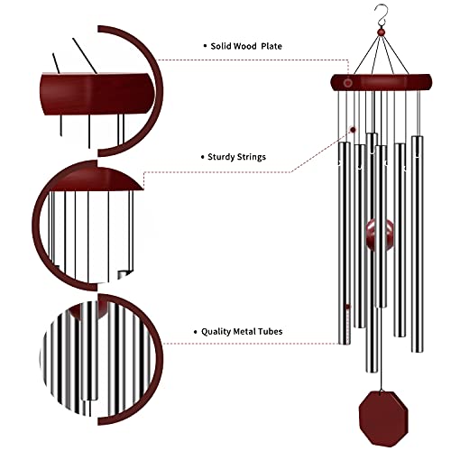 2 Pack Pgzsy Memorial Wind Chimes Outdoor Large Deep Tone, Wind Chime Outdoor Sympathy Wind-Chime Personalized with 6 Tuned Tubes, Elegant Chime for Garden Patio Balcony and Home