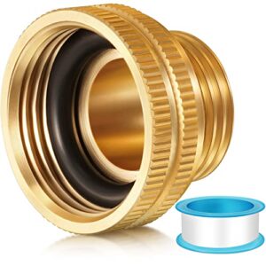 solid brass garden hose adapter, 3/4” ght garden hose male x 1” npt female connector, 1 inch male garden hose thread to 1.3 inch pipe fittings thread, with rubber gasket and sealant tape