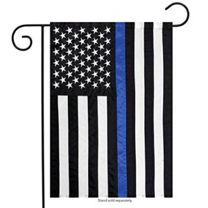 Thin Blue Line Police Applique & Embroidered Garden Flag 12.5" x 18"