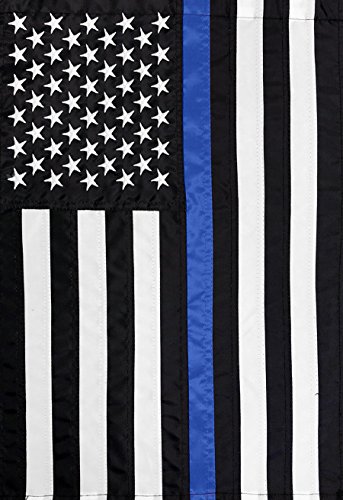 Thin Blue Line Police Applique & Embroidered Garden Flag 12.5" x 18"