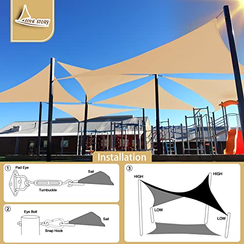 LOVE STORY 12' x 12' x 12' Triangle Sand Sun Shade Sail Canopy UV Block Awning for Outdoor Patio Garden Backyard （We Make Custom Size