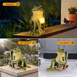 FOXMIS Miniature Frog Garden Statue Spring Home Decor Fairy Garden Accessories Outdoor Indoor Solar Garden Frog Decor Art Housewarming Gift for Patio, Balcony, Yard, Lawn Ornament,3.89"x2.36"x3.93"