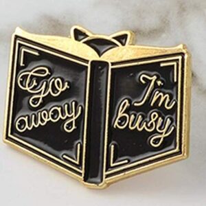 Book Story ! Go Away I'm Busy Mini Witch Black Magic Book Hard Enamel Cartoon Brooches Lapel Pins For Coat Sweater Backpack Shipped from USA