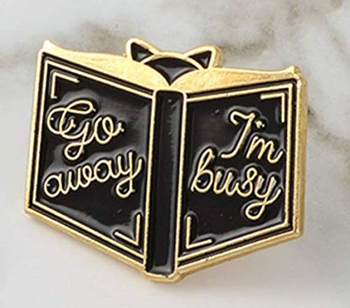 Book Story ! Go Away I'm Busy Mini Witch Black Magic Book Hard Enamel Cartoon Brooches Lapel Pins For Coat Sweater Backpack Shipped from USA