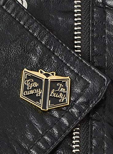 Book Story ! Go Away I'm Busy Mini Witch Black Magic Book Hard Enamel Cartoon Brooches Lapel Pins For Coat Sweater Backpack Shipped from USA