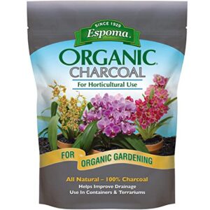 espoma organic charcoal for horticultural use, all natural carbon material helps improve drainage in containers and terrariums. for organic gardening, 4 qt. bag; pack of 1