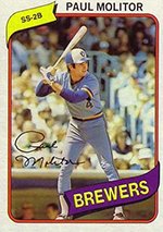 1980 topps regular (baseball) card#406 paul molitor of the milwaukee brewers grade very good/excellent