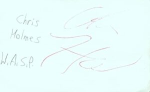 chris holmes guitarist wasp heavy metal band music signed index card jsa coa