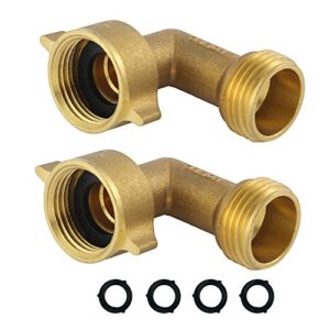 hqmpc garden hose elbow connector 90 degree brass hose elbow (2pcs)+ extra 4 pressure washers
