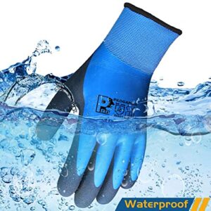 PROGANDA 2 Pairs Waterproof Work Gloves, Superior Grip Latex Coating Durable Comfortable Protective for Garden Outdoor Car Cleaning Fishing Multi-Purpose