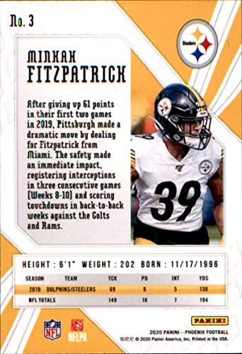 2020 Panini Phoenix Fire Burst #3 Minkah Fitzpatrick Pittsburgh Steelers Football Card