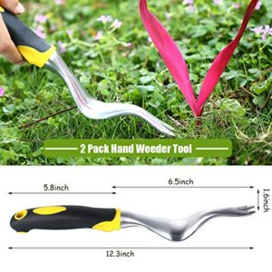 2 Pieces Weed Puller Tool Hand Weeder Garden Weeding Tools Garden Weeding Removal Weed Puller with Ergonomic Handle for Garden Lawn Farmland Transplant