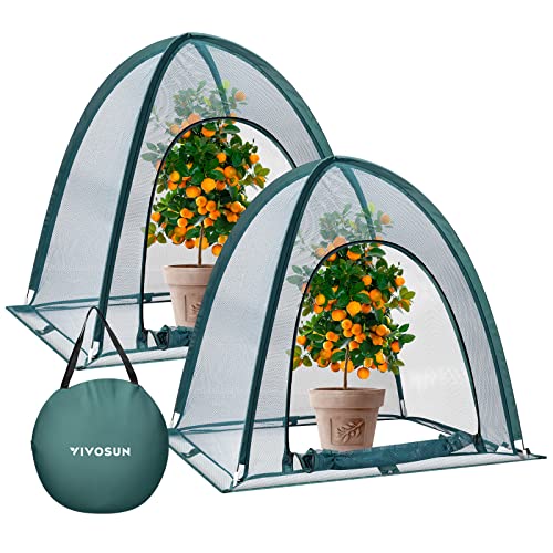 VIVOSUN Garden Netting Cover, 28 x 28 x 32 Inch Pop-up Guard Cover with Zip Entry for Plants, Vegetables, Fruits, Outdoor Run and Enclosure for Small Animals, 2-Pack, Green