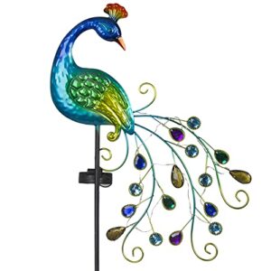 VEWOGARDEN Garden Solar Outdoor Lights, Metal Peacock Solar Garden Lights Stakes - Waterproof Landscape Path Lights for Patio Lawn Yard Decorations (38"*14"*2.5")