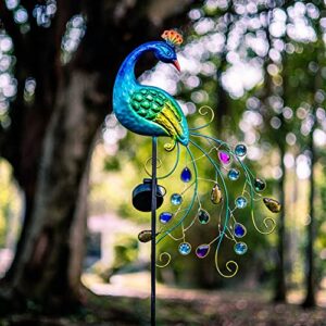 VEWOGARDEN Garden Solar Outdoor Lights, Metal Peacock Solar Garden Lights Stakes - Waterproof Landscape Path Lights for Patio Lawn Yard Decorations (38"*14"*2.5")