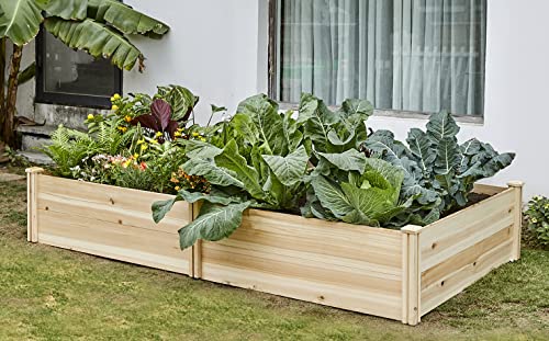 AMERLIFE 15 Inch Deep Wooden Raised Garden Planter 8x4FT Extra Large Raised Garden Bed Planter Box Garden Planters for Deep-Rooted Plants Outdoors Patio Backyard