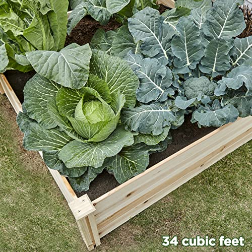 AMERLIFE 15 Inch Deep Wooden Raised Garden Planter 8x4FT Extra Large Raised Garden Bed Planter Box Garden Planters for Deep-Rooted Plants Outdoors Patio Backyard