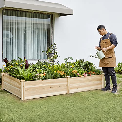 AMERLIFE 15 Inch Deep Wooden Raised Garden Planter 8x4FT Extra Large Raised Garden Bed Planter Box Garden Planters for Deep-Rooted Plants Outdoors Patio Backyard