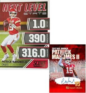 new 2021 panini score authentic patrick mahomes ii football insert card next level stats – kansas city chiefs (plus custom made novelty card in picture)