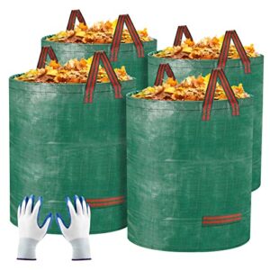 4 pack leaf bags garden waste bags 80 gallons reusable heavy duty patio garden leaf bags, ikayas outdoor garden yard waste bags lawn bags