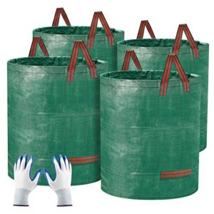 4 Pack Leaf Bags Garden Waste Bags 80 Gallons Reusable Heavy Duty Patio Garden Leaf Bags, Ikayas Outdoor Garden Yard Waste Bags Lawn Bags