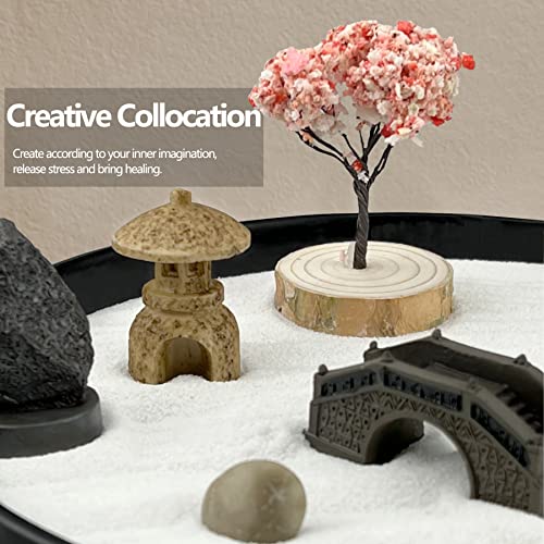 Zen Garden for Desk Japanese Zen Garden Kit 8 Inch Large Round with 6 Sand Rake and Accessories Tray Mini Desktop Zen Decor for Home Office Gift Therapy Relaxation Meditation