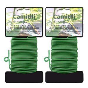 camitlli reusable garden plant wire twist tie, plant ties heavy duty soft wire tie for gardening home office (green, 2pcs x 32.8feet total, 65.8feet)