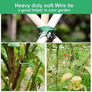 CAMITLLI Reusable Garden Plant Wire Twist Tie, Plant Ties Heavy Duty Soft Wire Tie for Gardening Home Office (Green, 2PCS X 32.8feet Total, 65.8feet)