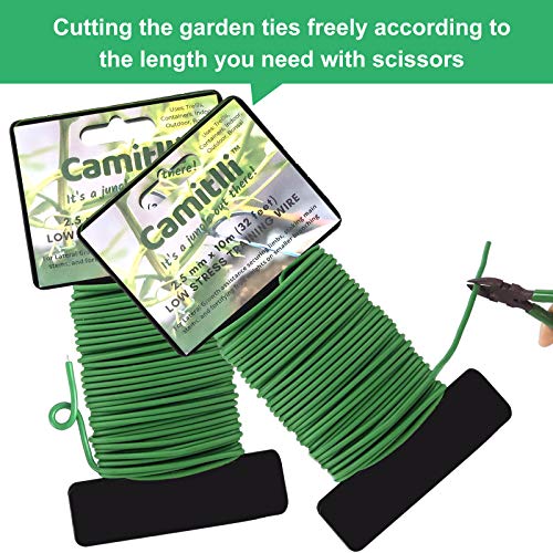 CAMITLLI Reusable Garden Plant Wire Twist Tie, Plant Ties Heavy Duty Soft Wire Tie for Gardening Home Office (Green, 2PCS X 32.8feet Total, 65.8feet)