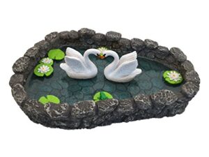 glitzglam swan miniature pond – love is in the air! a miniature swan lake for a miniature fairy garden and miniature garden accessories
