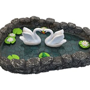 GlitZGlam Swan Miniature Pond - Love is in The air! A Miniature Swan Lake for a Miniature Fairy Garden and Miniature Garden Accessories