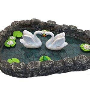 GlitZGlam Swan Miniature Pond - Love is in The air! A Miniature Swan Lake for a Miniature Fairy Garden and Miniature Garden Accessories